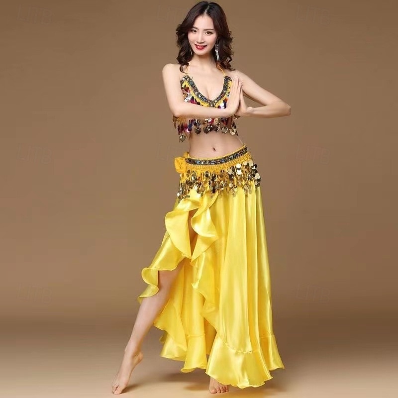 Abbigliamento da ballo Samba Set costume da danza del ventre glamour rosa rosso|l Costume da spettacolo del 2026 a $34.99 –P11
