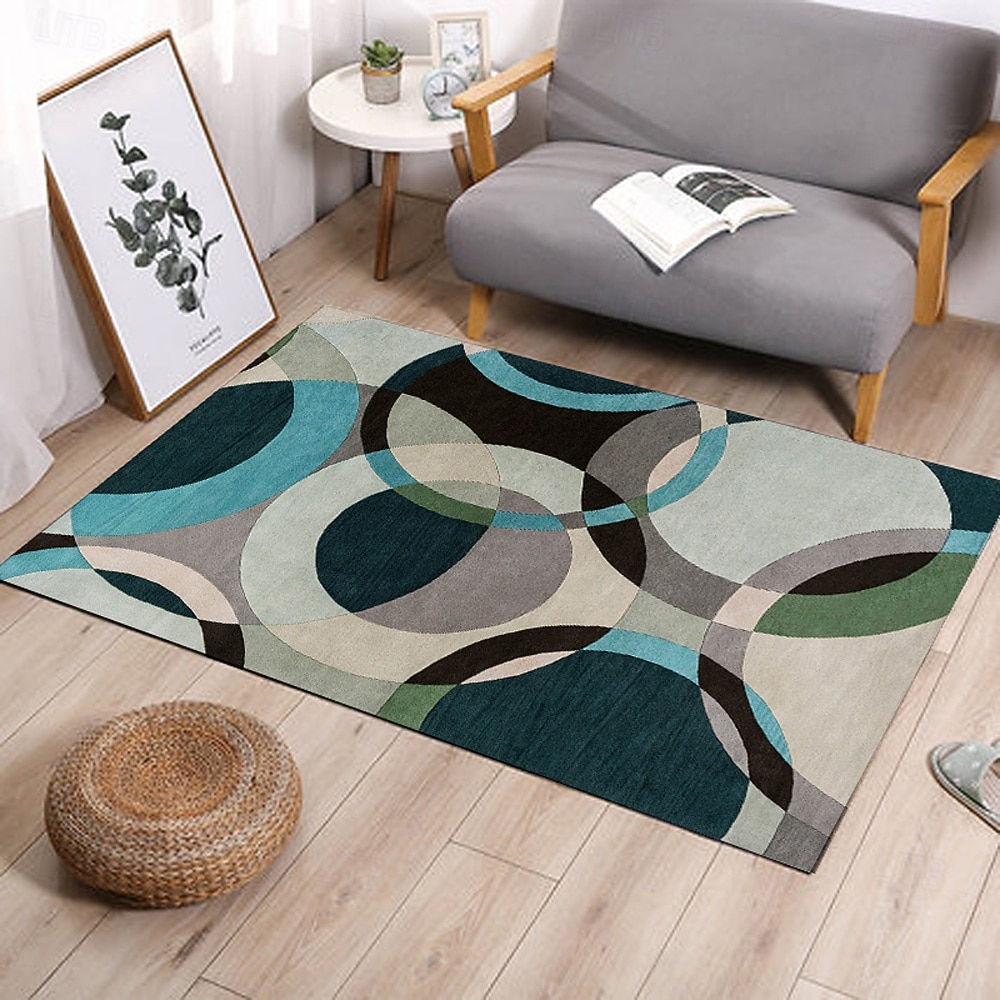 Tapete de corredor com estampa geométrica em tecido de flanela, decoração para casa, tapete de entrada à prova de poeira, absorvente e macio para banheiro. de 2026 por $17.99 –P7