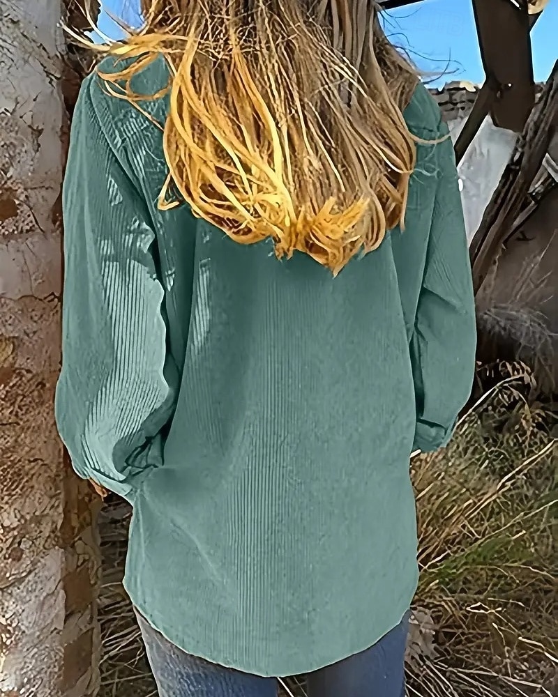 Per donna Camicia Camicia button-down Camicia casual Tasca Bottoni Semplice Vintage Elegante Classico Manica Lunga Colletto a Camicia Top Regolari Quotidiano Ferie Uscire Marrone Verde Estate del 2026 a $42.99 –P4