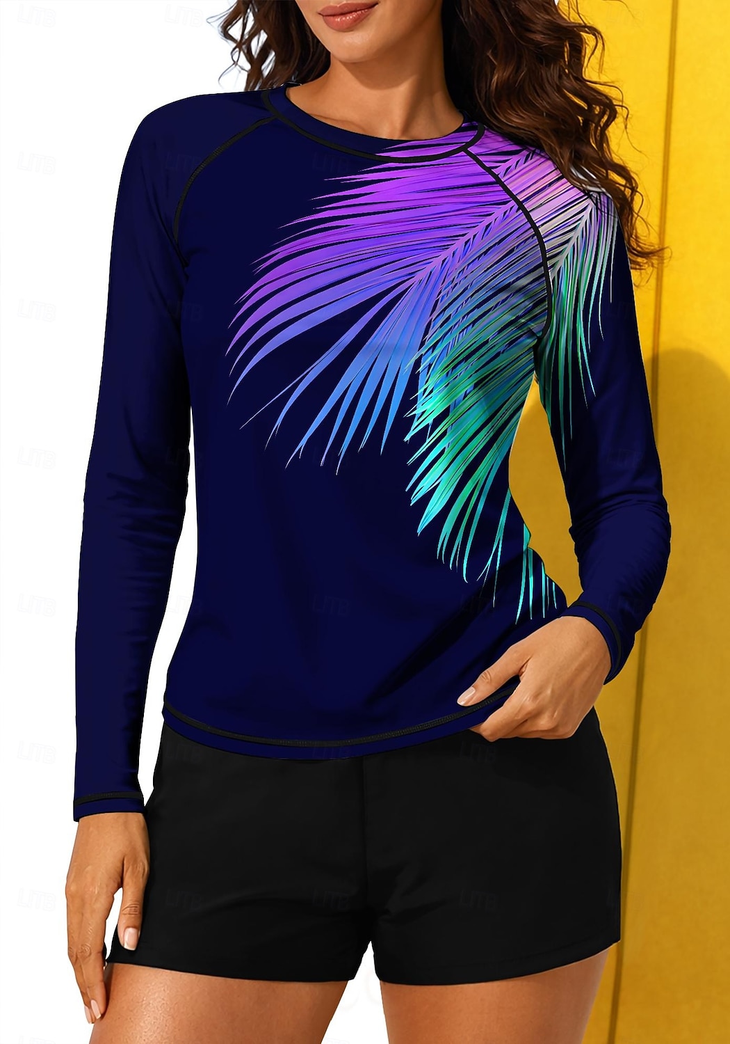 Mulheres Normal Maiô Rashguard Anti Atrito Maiô com estampa floral Floral Tropical Bloqueio de cores 2 Peças Bojo Removível Boyleg Proteção Solar UV UPF50+ Proteção UV Manga Longa Roupa de Banho Anti de 2026 por $31.99 –P4