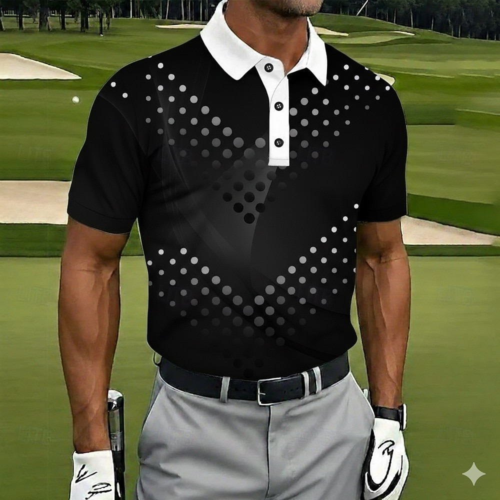 Homens Geométrico Golf Camisas Polo Esportivas Camisas polo Camisas de colarinho Casual Roupa Esportiva Botões Verão Primavera Azul Preto Roxo de 2026 por $21.99 –P3