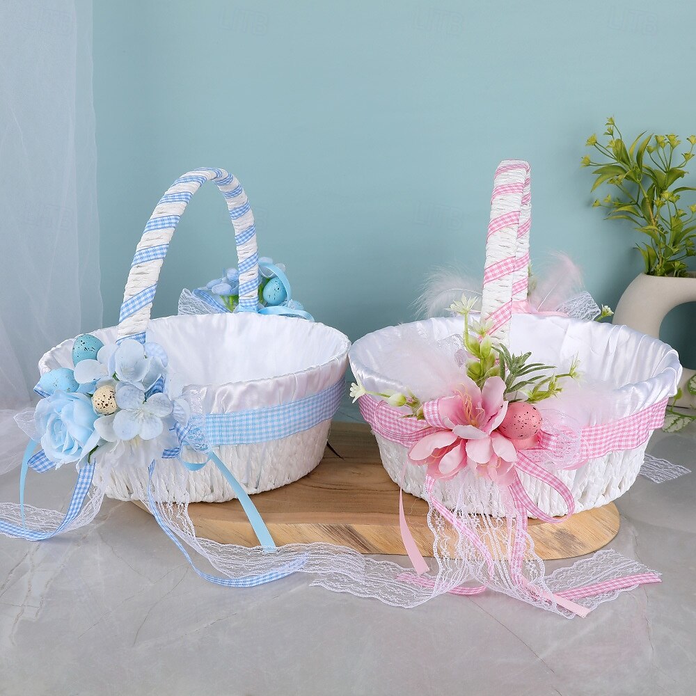 påskekurv utendørs utflukt frukt snacks oppbevaringskurv skum oppstandelsesegg dekorasjon kunstig blomsterkurv 2026 - $57.99 –P1