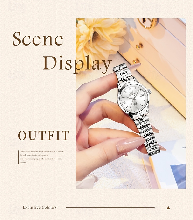 Mother's Day Gift New Olevs Brand Women'S Business Watch With Luminous Display, Calendar Function, Fully Automatic Mechanical Movement, Luxurious And Elegant, Water-Resistant Women'S Sports Watch 2026 - $88.99 –P12