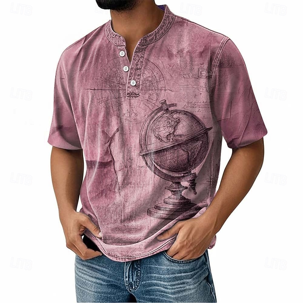 Homens Vintage Camiseta Camisa Henley Manga Curta Vintage Designer Retro Vintage Casual Diário Rua Primavera Verão Verão Primavera Rosa Azul Marinha Roxo cáqui Henley Camiseta Henley de 2026 por $18.99 –P3