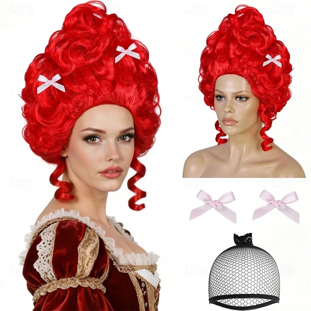 Vintage-viktoriaaniset peruukit naisille, joissa on kaksi rusettiklipsiä, pörröinen rokokoo-peruukki, barokkityylinen siirtomaa-ajan renessanssiperuukki, asu cosplay-juhliin, hiusmyssy 2026 - $23.99 –P1