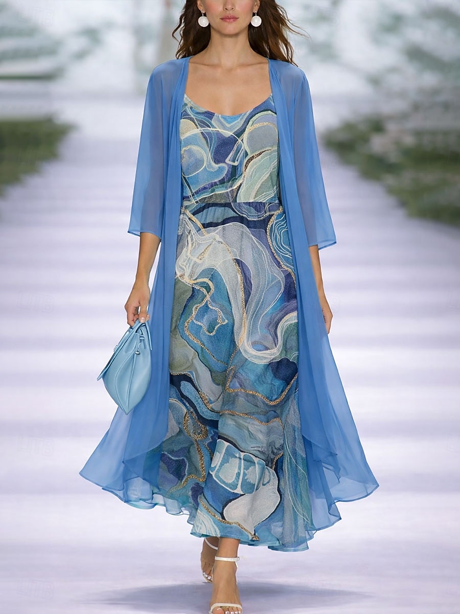 Damen Midikleid A Linie Kleid Urlaub Lässig Boho Normale Passform Ombre Grafik Dreiviertelarm V Ausschnitt Blau Hellrosa Rosa Leicht Blau Sommer Frühling Herbst Winter 2026 - $51.99 –P1