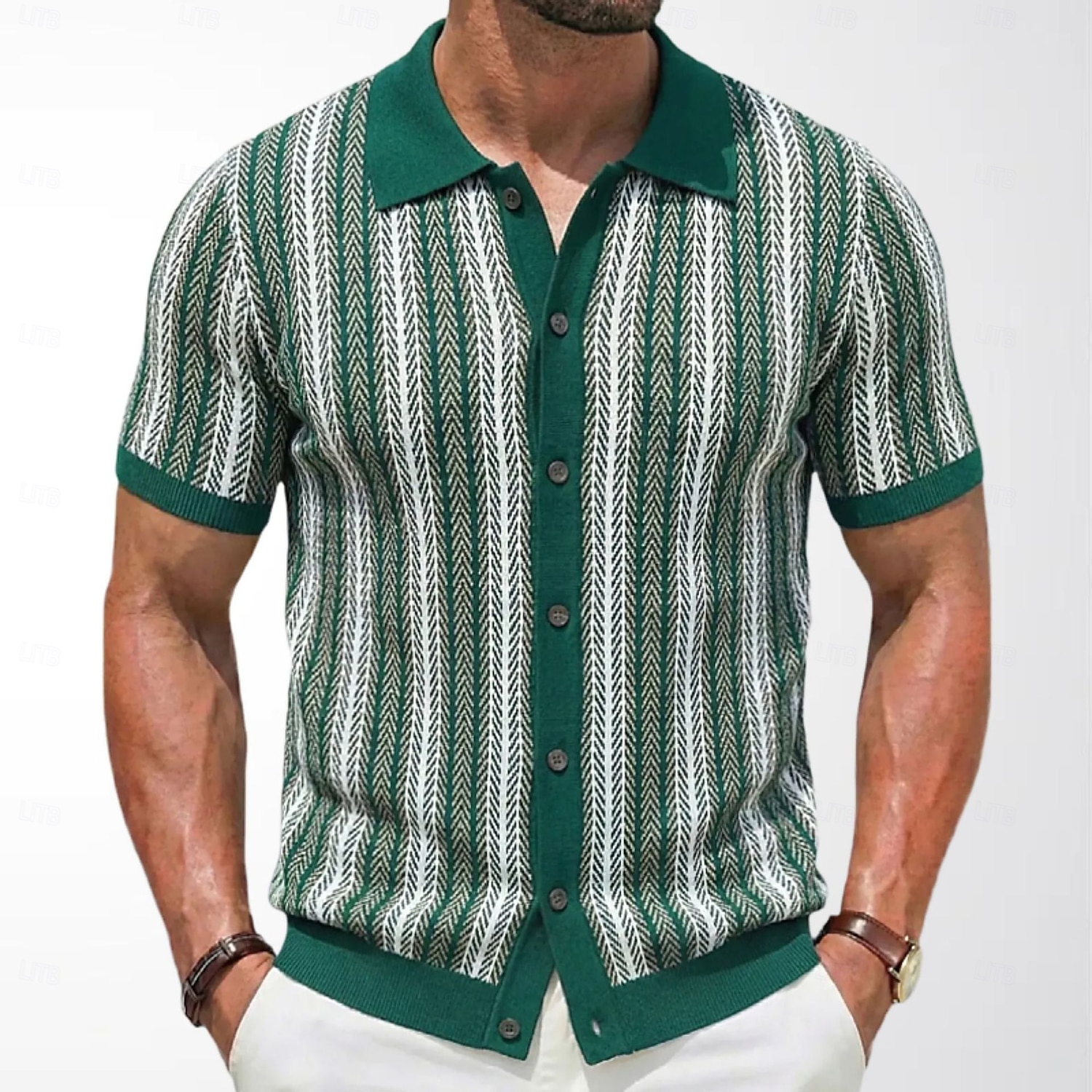 Per uomo Camicia Tessuto Camicia casual Camicia con Bottoni Camicia Jacquard Rosso Blu marino Verde Manica Corta Semplice Colletto a Camicia Casuale Quotidiano Jacquard Abbigliamento Elegante Moda del 2026 a $31.99 –P2