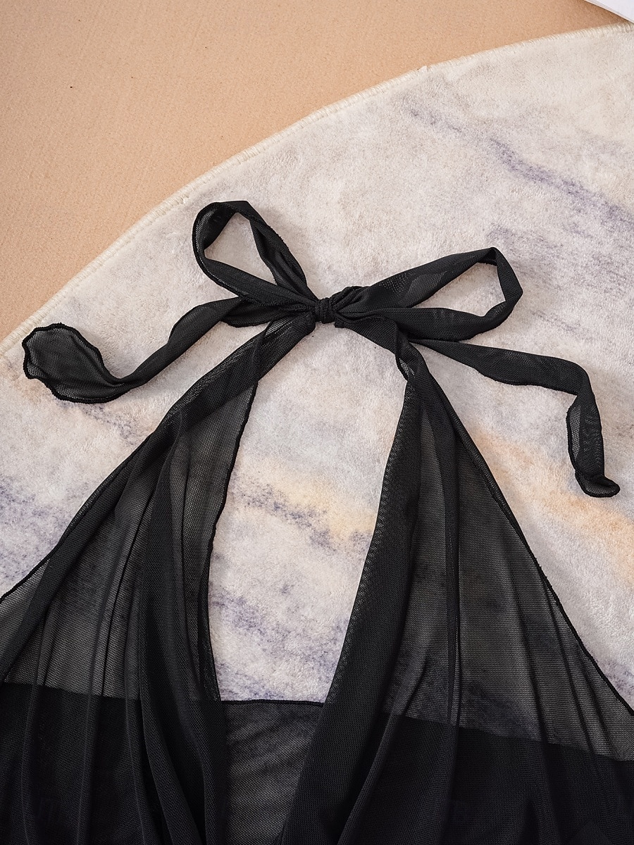 Жен. Купальники Бикини Накидка Три части Смелые купальник Хальтер Тонкие Открытая спина Элегантный стиль Отпуск Сплошной цвет НАЙКА НЕКО Без рукавов Купальники 2026 - $29.99 –P5