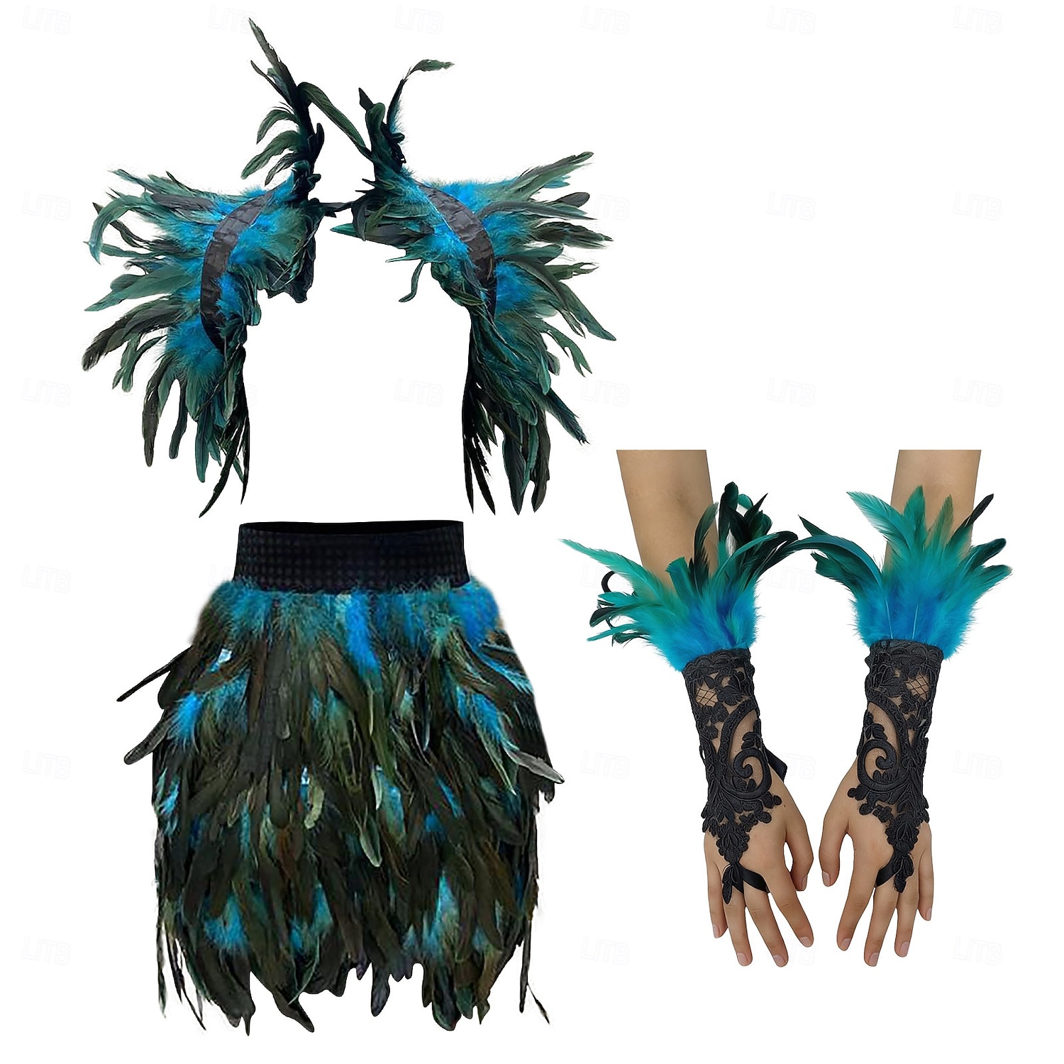 Accessori Samba Carnevale 2026 Rio Carnevale 3 pezzi Set Costume Donna Piume Rosse Mantello Gothic Gonna Mini  Guanti di Pizzo Costume per Festival in Brasile del 2026 a $47.99 –P5