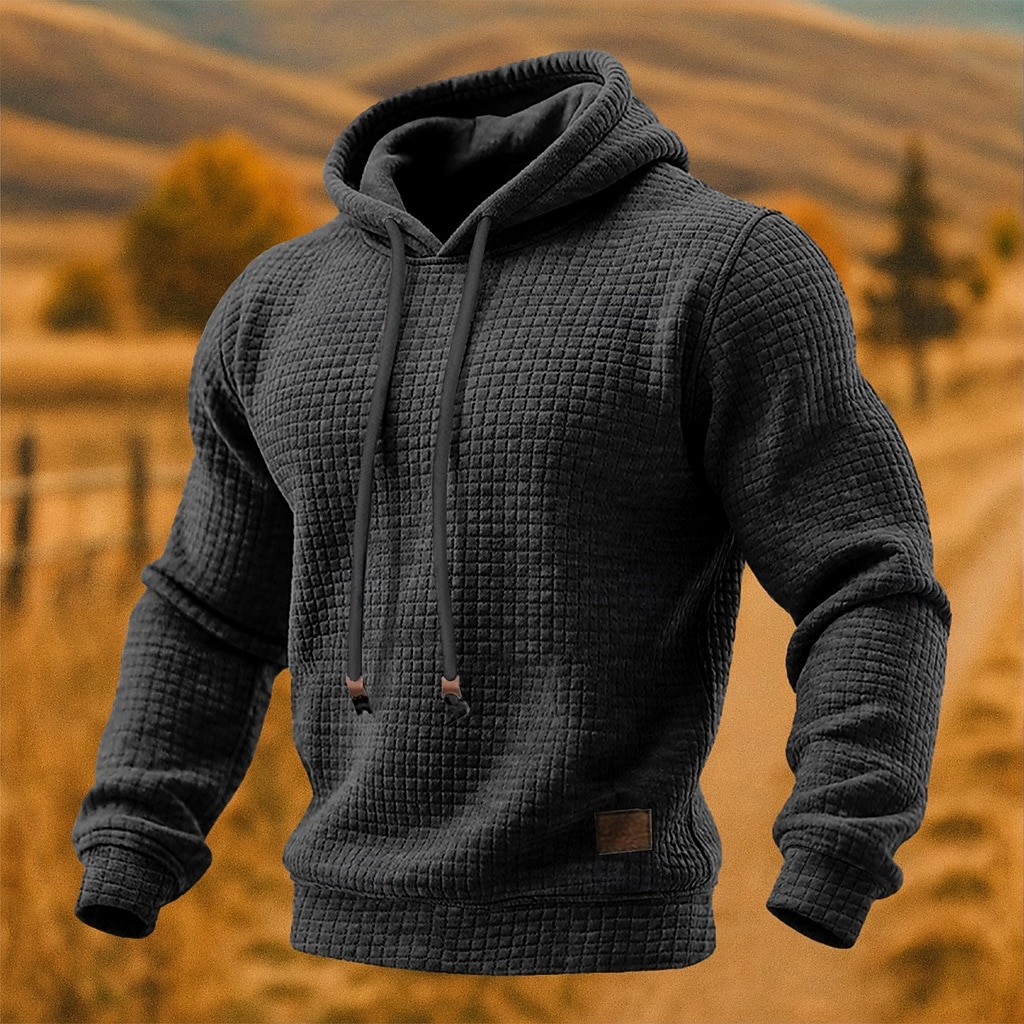 Herren Kapuzensweatshirt Waffle Kapuzensweatshirt Pullover Kapuzensweatshirt Aprikose Weinrot Schwarz Weiß Gelb Mit Kapuze Einfach Strukturiert Lässig Täglich Sport & Outdoor Streetwear Cool 2026 - $19.99 –P7