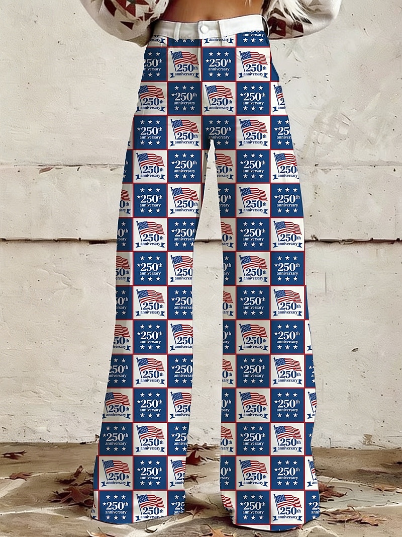 250th Anniversary USA Retro Vintage 1970s Pants Wide Legged Pants Hippie Disco High Waist Fancy Dress Women's Masquerade 4th of July Independence Day Adults' Pants 2026 - $32.99 –P4