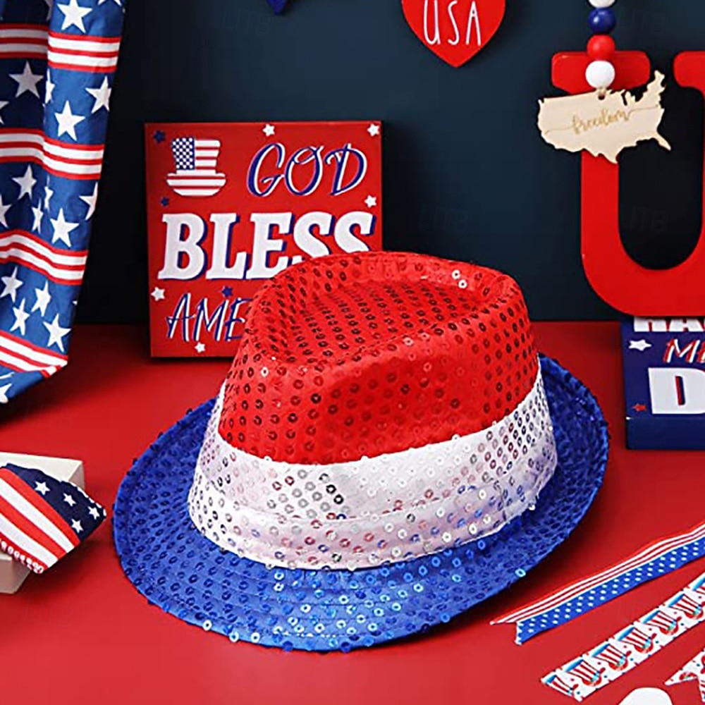 250 aniversario EE.UU. Sombrero de panamá Pajarita Sombrero de copa Tío Sam Innovador Patriótico Lentejuelas Adulto Unisexo Día de la Independencia 4 de julio Fiesta Desfile Disfrazarse 2026 - $15.49 –P8