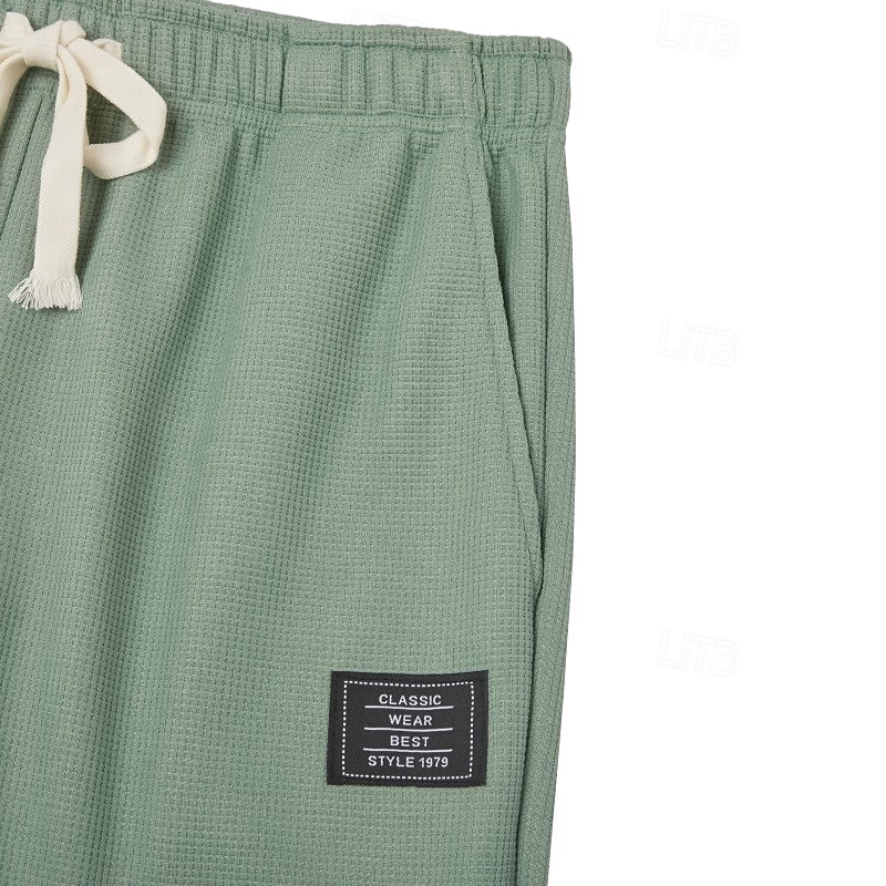Herr Våffelstruktur Joggare Långbyxor Casual byxor Våffelbyxor Snörning Ensfärgat Komfort Fullängd Ledigt Dagligen Utomhus Semester Mode Svart Armégrön Elastisk 2026 - $24.99 –P4