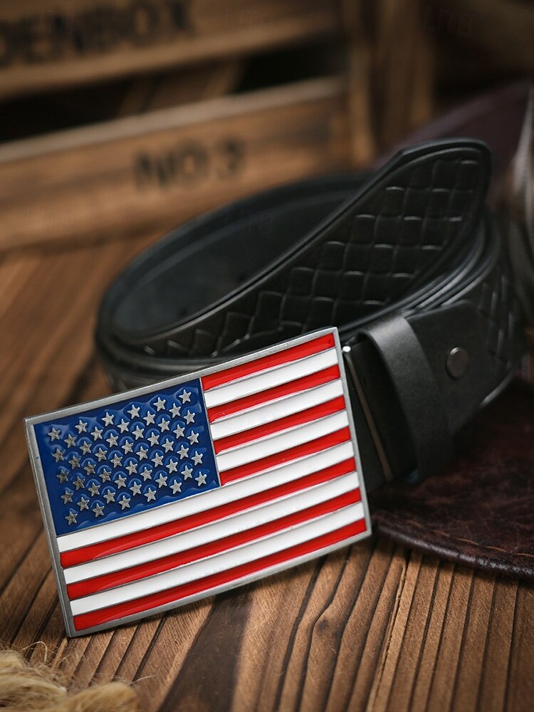 250. výročí Spojených států pánský embosovaný opasek z umělé kůže s přezkou ve tvaru americké vlajky více barev vlastenecký styl pro každodenní nošení a oslavy v USA 2026 - $18.99 –P9
