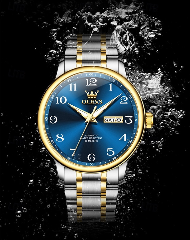 Nové pánské business hodinky Olevs se světelným kalendářem, týdenním zobrazením, plně automatickým mechanickým strojkem, ležérní a módní digitální hodinky, voděodolné, sportovní náramkové hodinky 2026 - $94.99 –P1