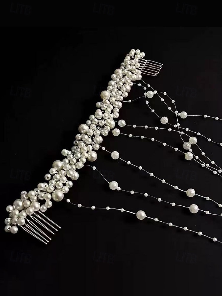 Женское украшение для волос с кисточками из искусственного жемчуга, элегантный свадебный аксессуар для свадеб, идеально подходит для невест. 2026 - $11.99 –P6