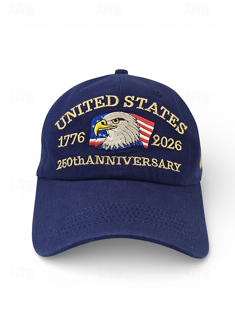 United States 250th Anniversary Men's Adjustable Cotton Cap with Embroidered American Flag, Multiple Colors, Ideal for Independence Day and Celebrations 2026 - $14.99 –P5