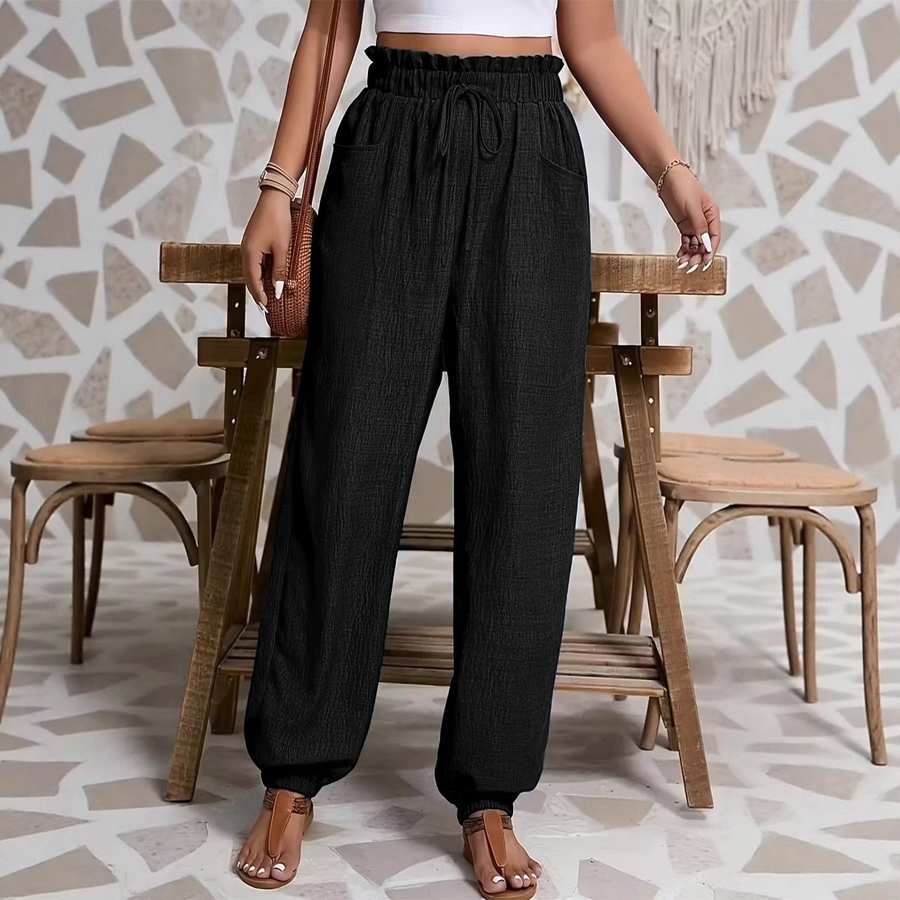 Per donna Joggers Pantaloni Pantaloni casual Vacanza Moda Casual Lunghezza intera Vita Alta Semplice Coulisse Tasca Elastico in vita Comodità Leggero Morbido Inelastico All'aperto Streetwear Ferie del 2026 a $29.99 –P7