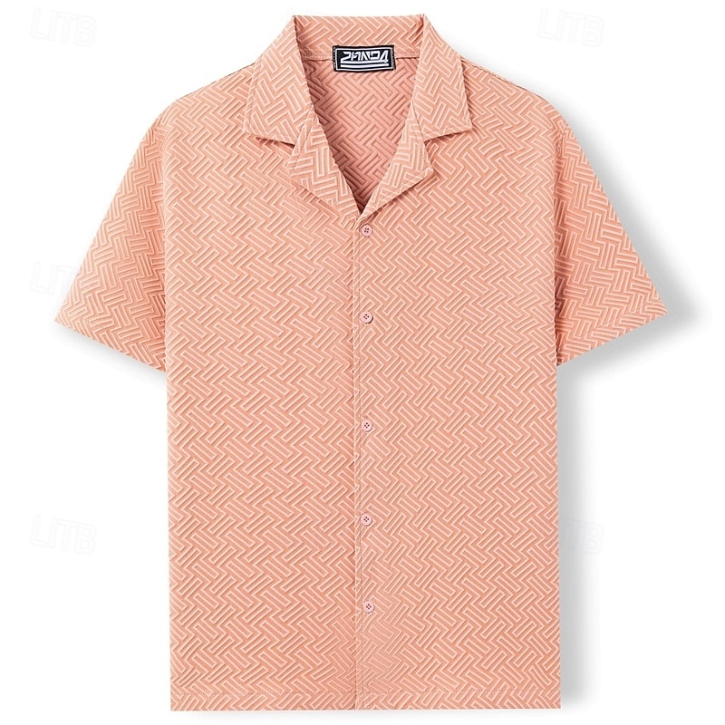 Herren Hemd Textur Freizeithemd Knopfhemd Gelb Rosa Kaki Kurzarm Einfach Hemdkragen Lässig Täglich Jacquard Bekleidung Elegant Mode Lässig 2026 - $36.99 –P5