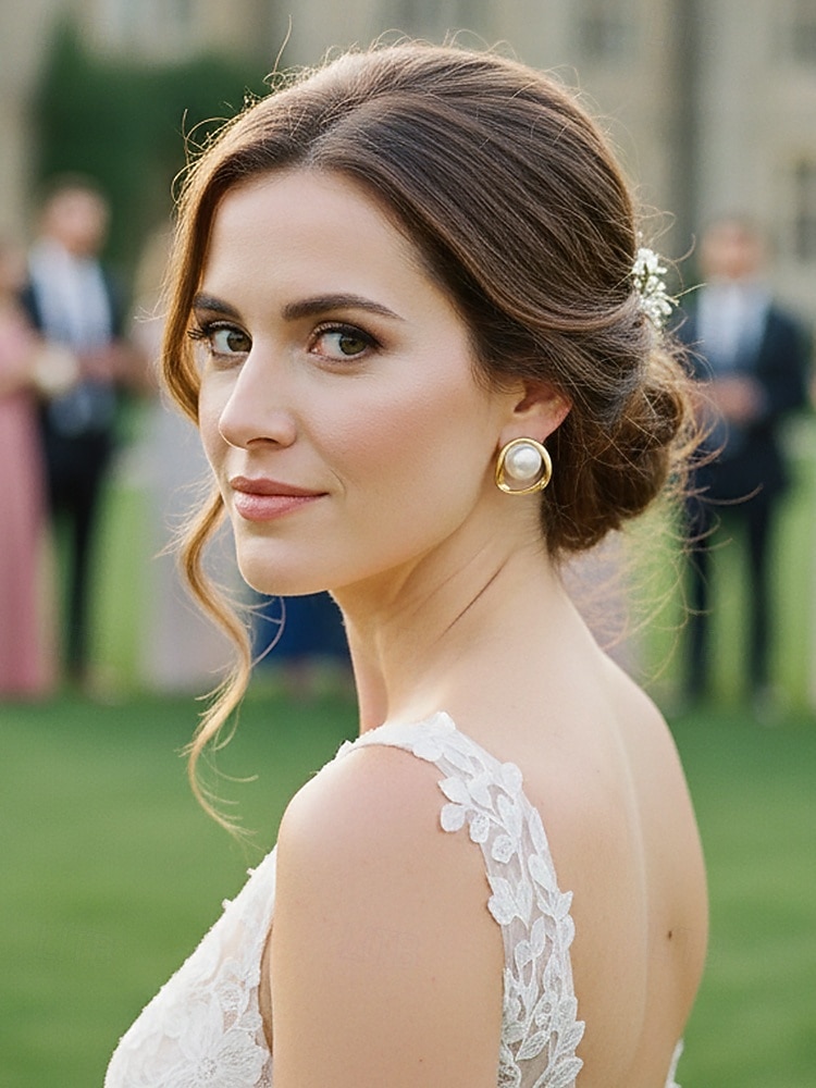 Vergulde oorbellen met imitatieparels voor dames, perfect voor bruiloften, diners en dagelijks gebruik – een elegant en chique ontwerp voor speciale gelegenheden. 2026 - $7.99 –P2