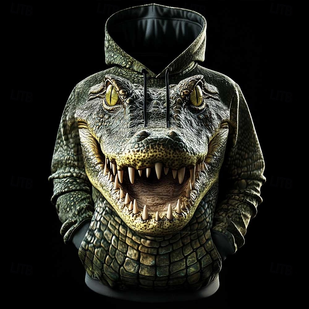 Per uomo Coccodrillo Felpa con Cappuccio Felpa Cool Festa Manica Lunga Girocollo Abbigliamento casual alla moda Club Verde 2# Verde 3# Verde 4# Verde Coulisse Autunno Inverno progettista S M L XL XXL del 2026 a $28.99 –P1