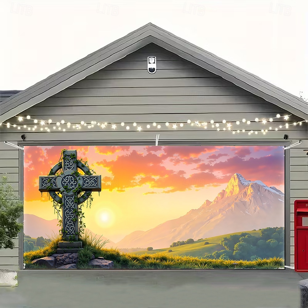 Dzień Św. Patryka gobelin Osłona bramy garażowej Duży wiszący Krzyż celtycki Śłodkie 3D Sceniczny Impreza Obuwie turystyczne Motyw świąteczny Tła do zdjęć Podwórze Wystrój domu 2026 - $49.99 –P2