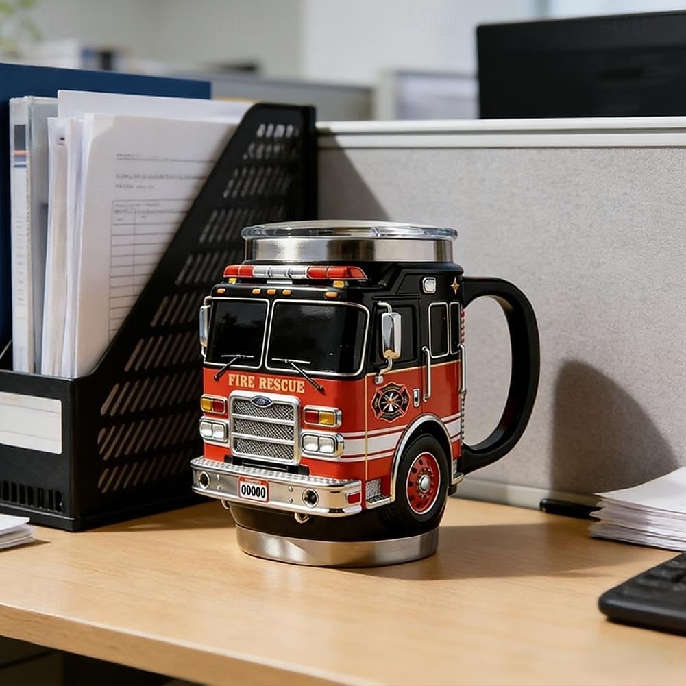 Tazza da pompiere, per i più coraggiosi, tazza da caffè artigianale con camion dei pompieri, tazza da caffè con pompiere, divertente tazza 3D con camion dei pompieri, stoviglie resistenti per bevande del 2026 a $27.99 –P5