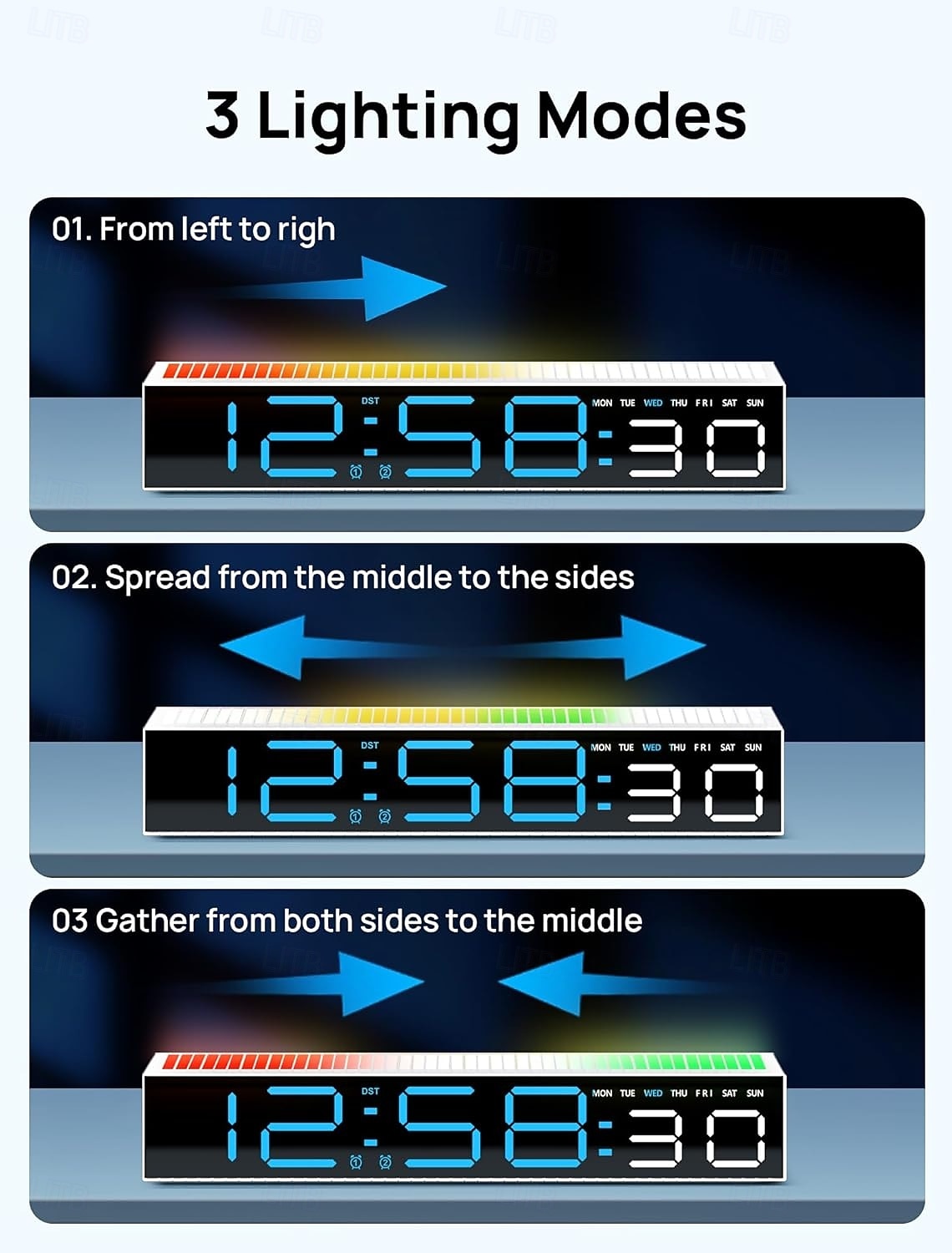 2026年 デジタル目覚まし時計、寝室用デジタル時計、10色に変化するナイトライト、DST、明るさ調節可能、ベッドサイド用ダイナミック音楽同期、ゲーミングPC &テレビのバックライトストリップの装飾  コレクション – $28.99 –P6