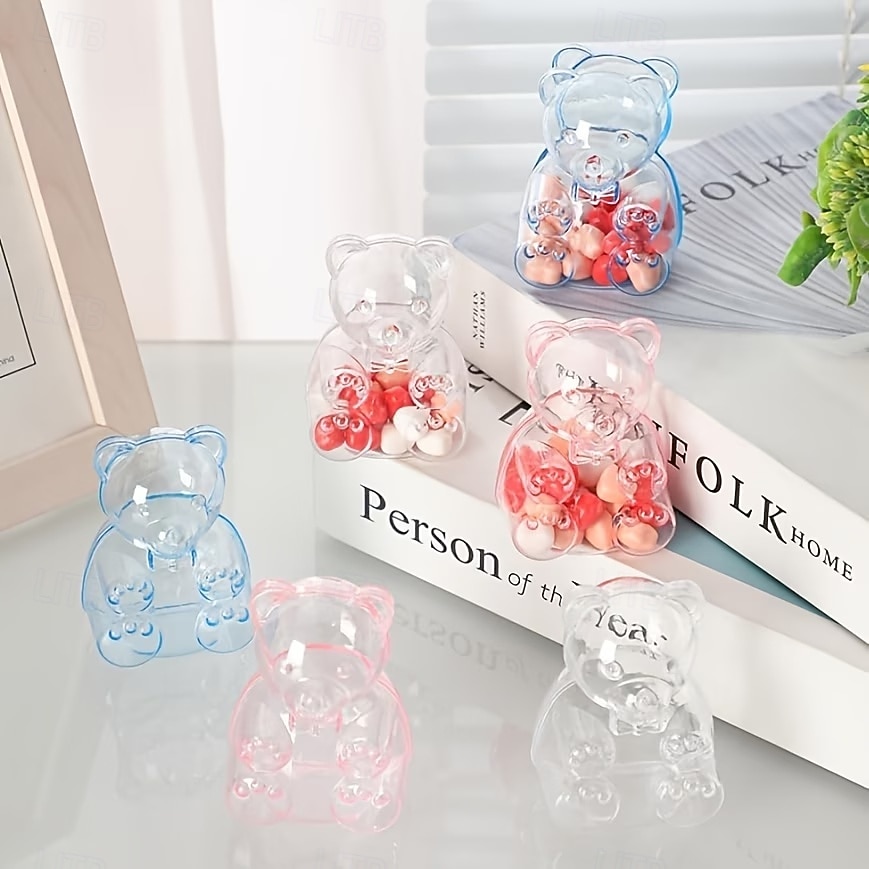 12 st söta björnformade godisaskar, genomskinliga fyllbara ornament, godisbehållare godsaksaskar, bröllopspresentaskar förvaringsbehållare godisburkar, för brudshower bröllop alla hjärtans dag 2026 - $22.99 –P4