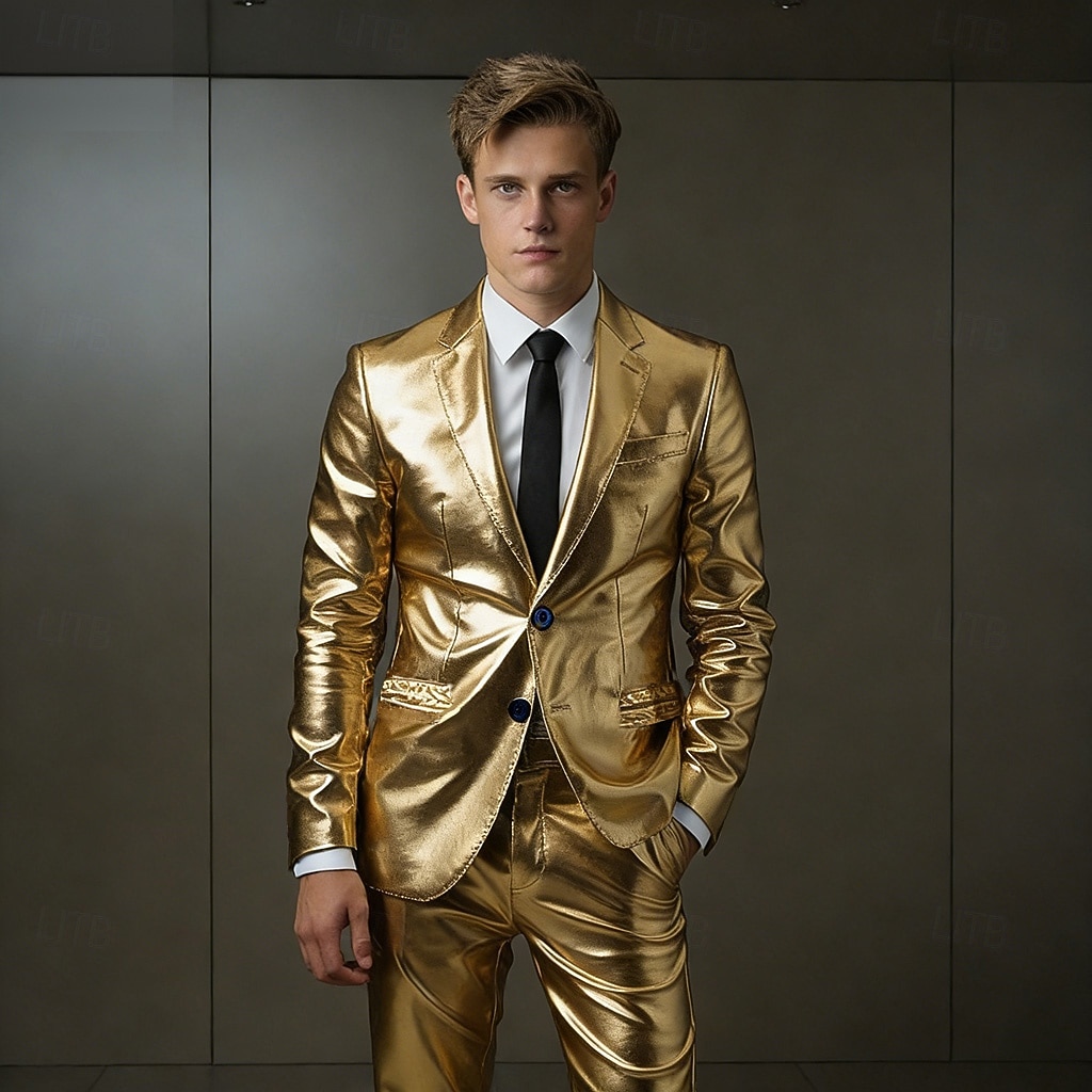 Metallico Disco Anni '80 Pantaloni Abiti Completi & Blazer Disco Tinta unita Costume Per uomo Mascherata Evento / Festa Parata dell'Orgoglio Mese dell'orgoglio Adulti Costume del 2026 a $28.49 –P2