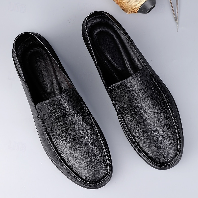 Men's White Moccasin Shoes, Genuine Faux Leather, Breathable Design, Classic Style, Comfortable for Casual Wear 2026 - $69.99 –P11