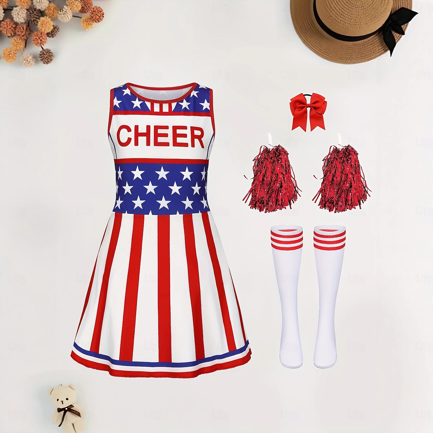 klänningar cheerleader cosplay barn flickor halloween karneval självständighetsdagen / fjärde juli fest föreställning maskerad klädsel 2026 - $29.99 –P1