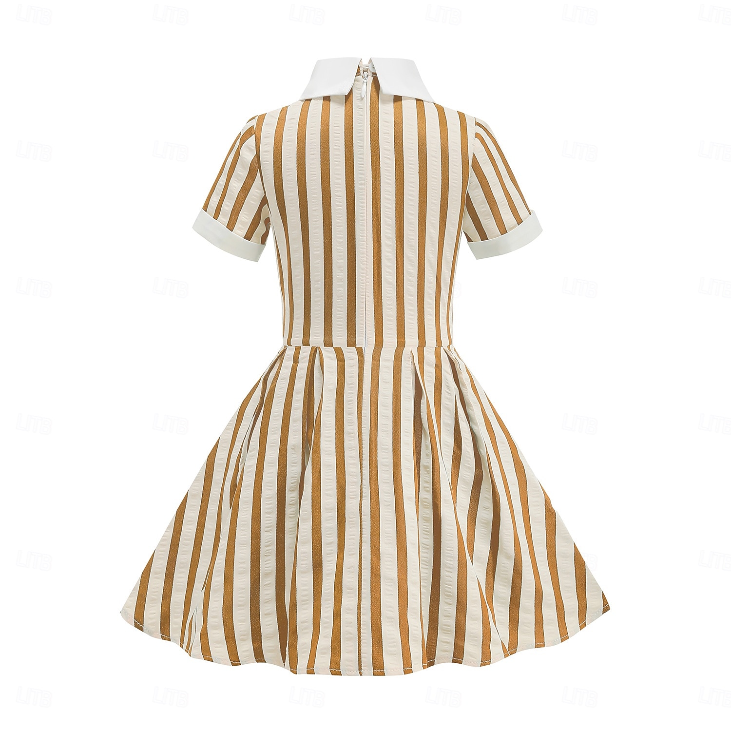 Vintage inspiriert Midlänge A-Linie Kleid Swing-Kleid Kurze Ärmel Gestreift A-Linie Kostüm Mädchen Kindertag Maskerade Urlaub Alltagskleidung Kinder Kleid Abschlussballkleider Frühling & Sommer 2026 - $52.99 –P12