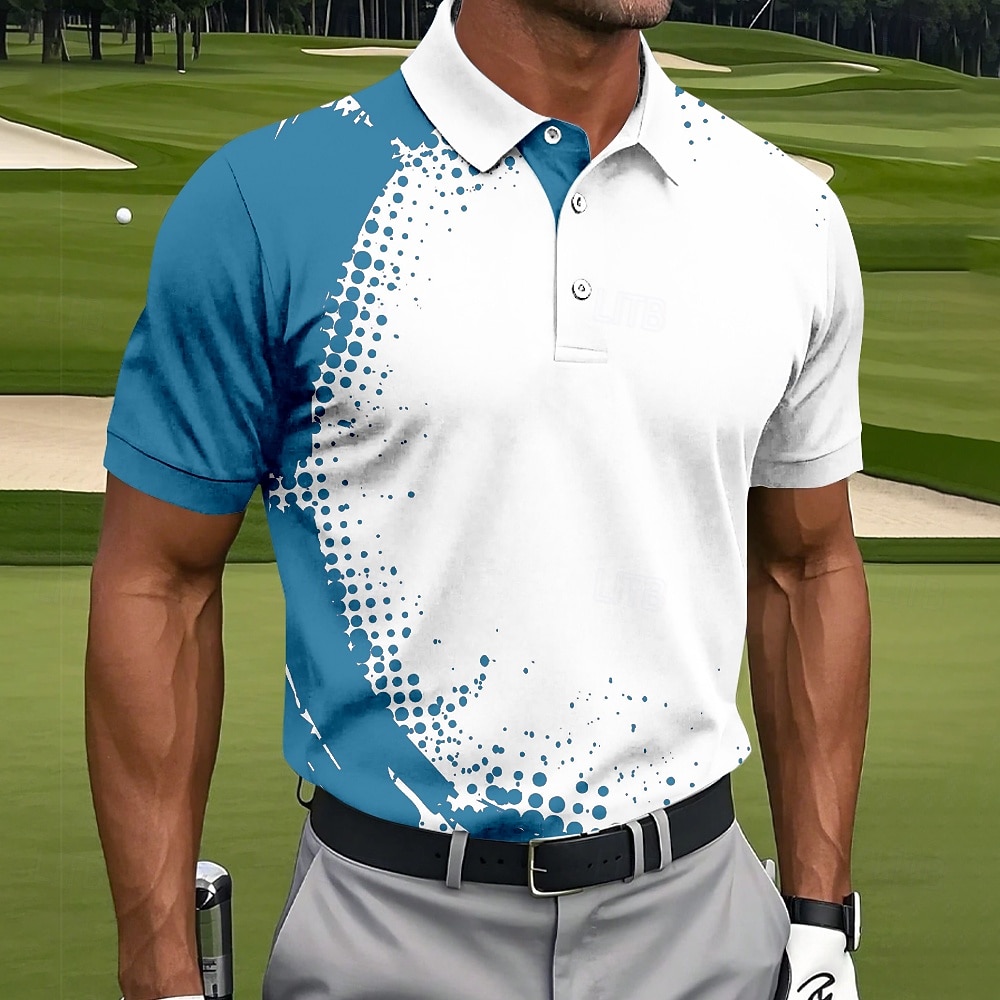 Férfi Geometriai Golf Sportpólóingek Rövid ujjú Pólóingek Galléros ingek Alkalmi Sportruházat Gombok Nyár Tavasz Medence Fekete Rubin 2026 - $21.99 –P2