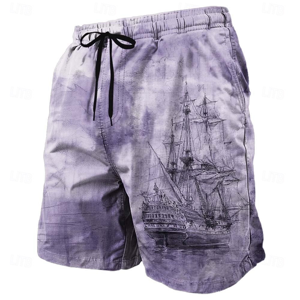 Homens Náutico Veleiro Textura Grunge Calção Justo de Natação Shorts de Natação Bermuda de Surf Cintura Média Retro Vintage Ao ar livre Férias Dia a Dia Bolsos laterais Forro de malha Cintura de 2026 por $20.99 –P1