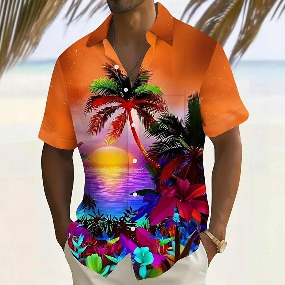Pánské Kokosový strom Příroda a krajina Tropické rostliny Havajská košile Košile na knoflíky Aloha košile Krátký rukáv Havajské Dovolená Léto Jaro Přehnutý 3D tisk košile s límečkem Jedna přední kapsa 2026 - $25.99 –P6