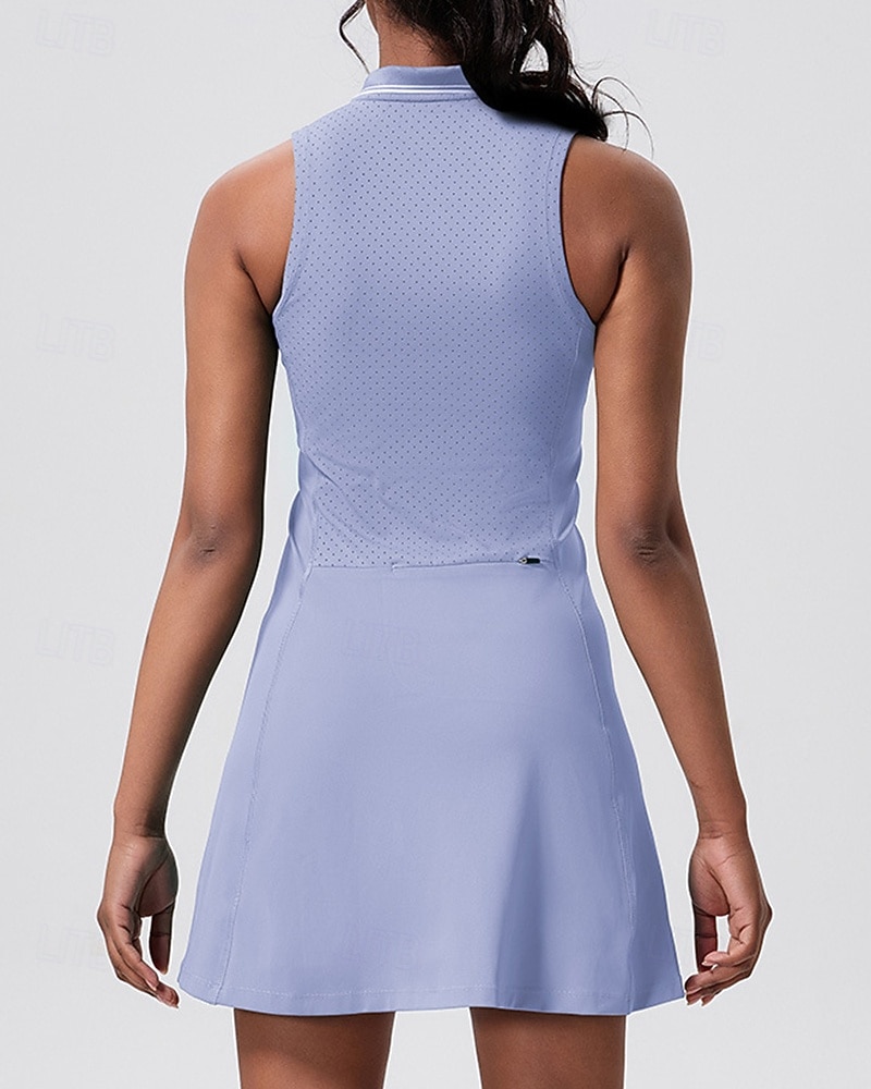 Dámské Jednobarevné Tenisové šaty Sportovní šaty Bez rukávů Zapni Kapsy Odvod vlhkosti Prodyšné Tenis Běh Zdatnost Šaty Bílá Růžová Modrá Oblečení na tenis 2026 - $54.99 –P10