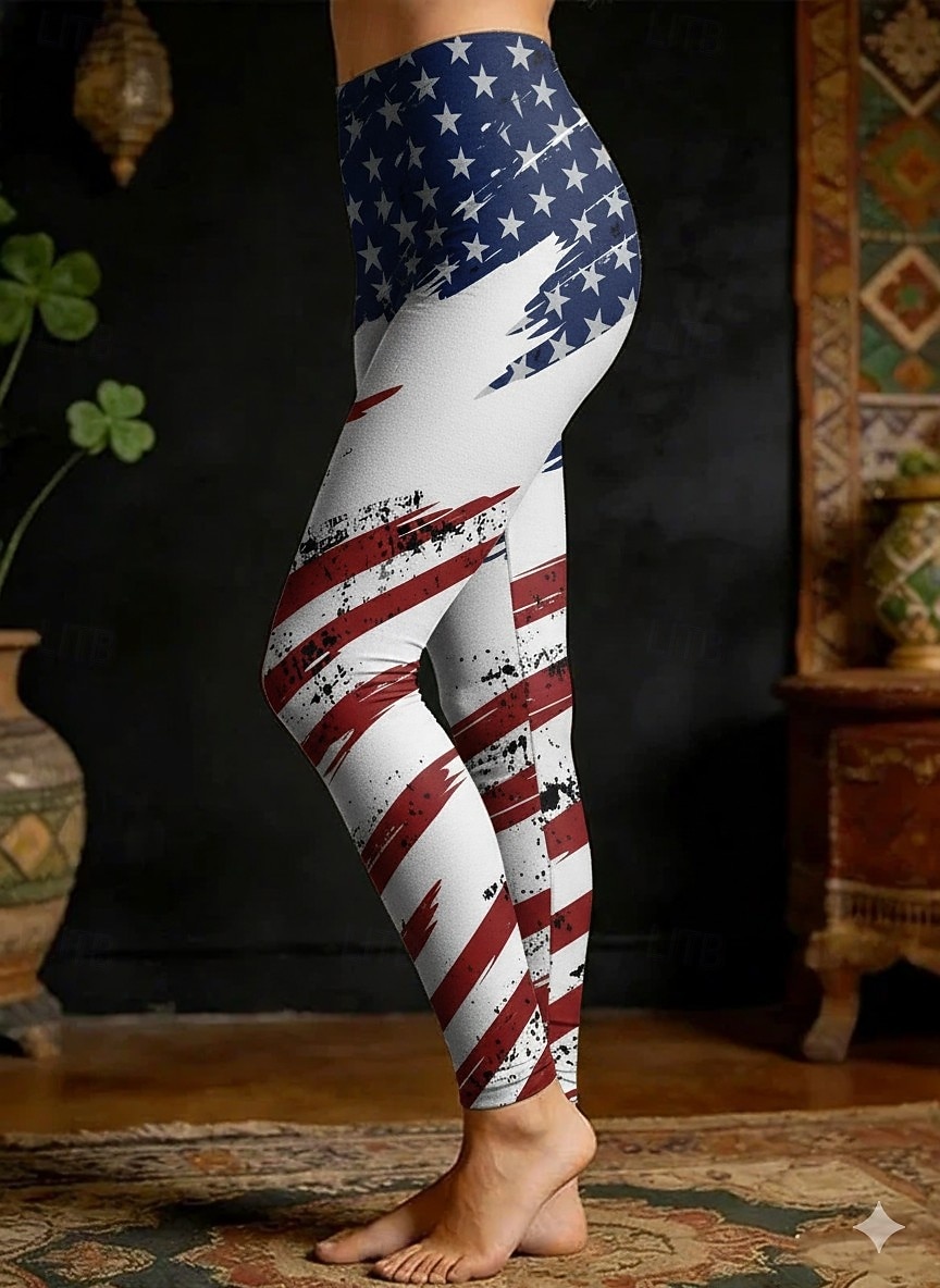 Independence Day Patriotic Women's Leggings Vacation Vintage Ethnic Style Full Length High WaistPantsGraphic Flag 3D Print Comfort Quick Dry Breathability Stretchy Daily Home Vacation 2026 - $19.99 –P1