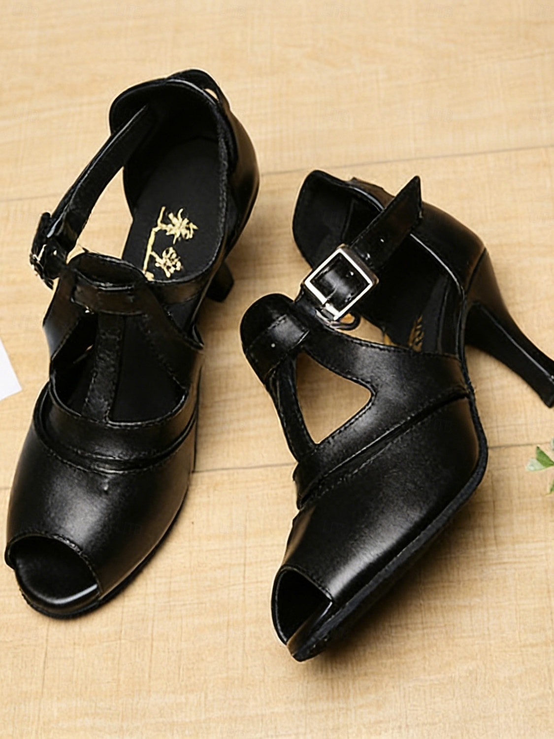 scarpe da ballo con cinturino a T nere da donna, scarpe da ballo da sala con fibbia e punta aperta per eventi di danza professionali del 2026 a $54.99 –P5