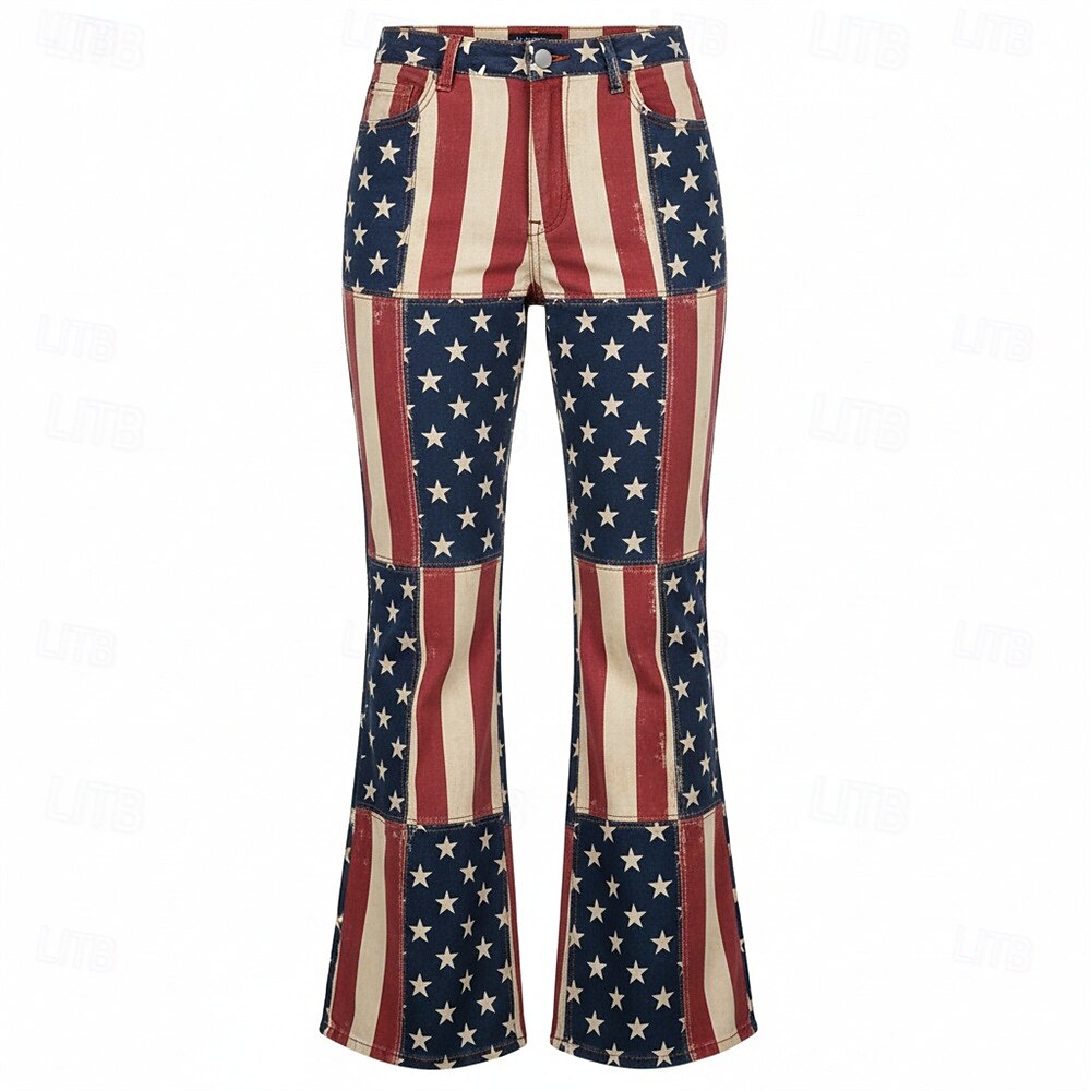 250ή Επέτειος ΗΠΑ Ρετρό / Βίντατζ Δεκαετία '70 Παντελόνια Παντελόνι με καμπάνα Χίπισσα Ντίσκο Ψηλή Μέση Φανταχτερή Φόρεμα Γυναικεία Μασκάρεμα 4η Ιουλίου Πάρτι Ημέρα της ανεξαρτησίας Ενηλίκων 2026 - $32.99 –P2