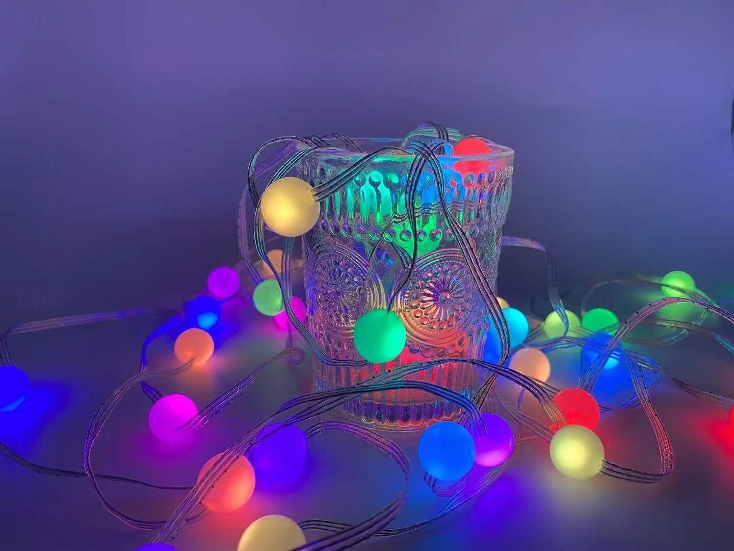 Μίνι φωτιστικά RGB με μπάλα, αδιάβροχα IP65, έλεγχος με εφαρμογή bluetooth, τροφοδοσία μέσω USB, τηλεχειριστήριο 24 πλήκτρων με χρονοδιακόπτη, εσωτερικός/εξωτερικός κήπος, βεράντα, γάμος, πάρτι, 2026 - $14.49 –P2