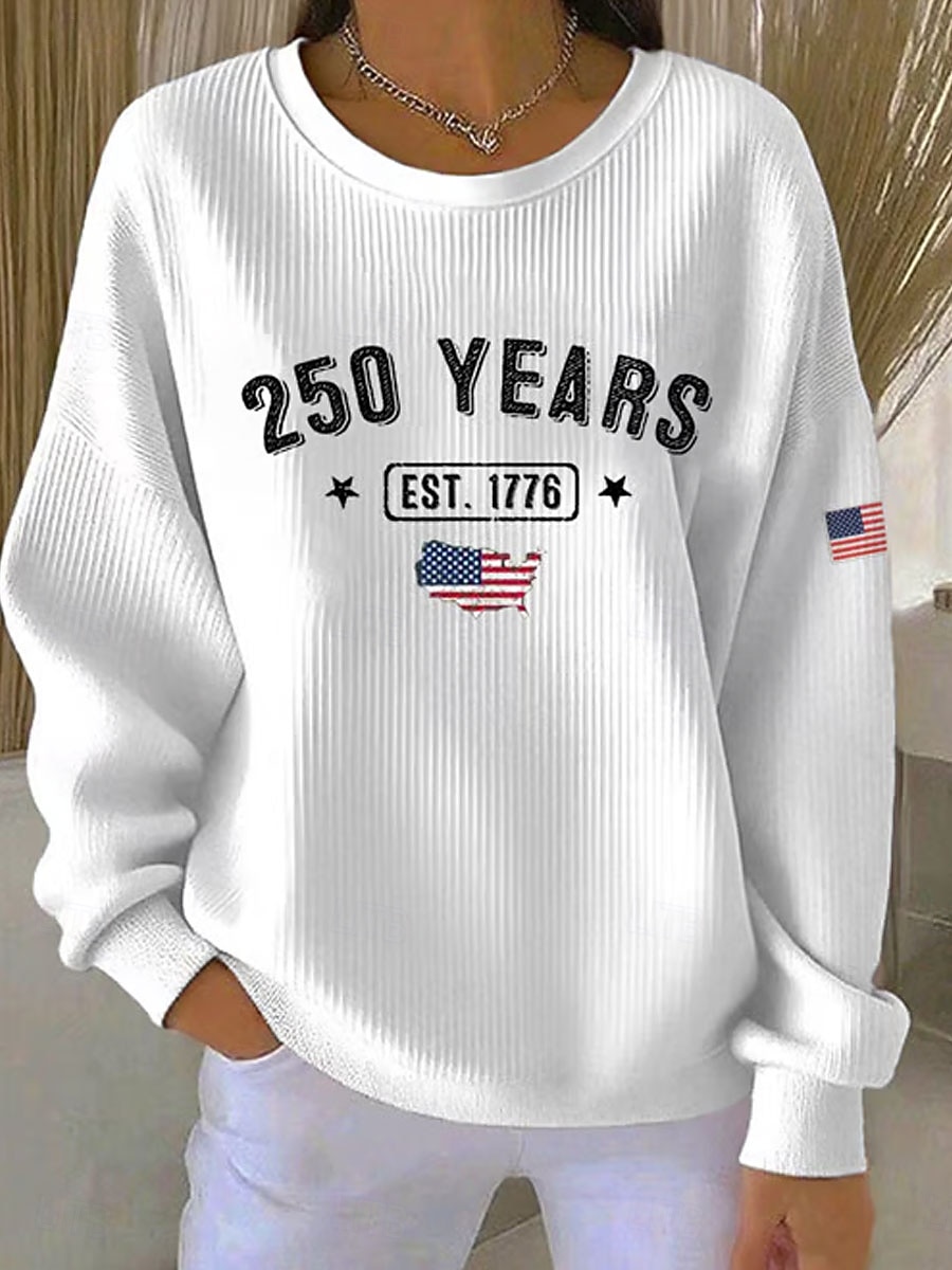 Giorno dell'Indipendenza Anniversario Americano Patriottico Maglione Pullover Testurizzato per Donna Maglione Grafico Lettera Casual Maniche Lunghe Collo Crew Casual Casa Strada Blu Nero Bianco Rosso del 2026 a $29.99 –P1