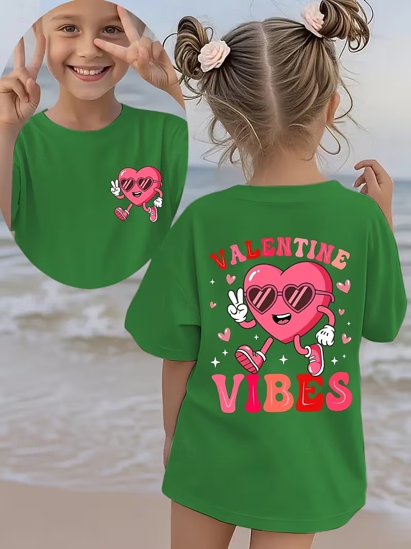 Valentines Girls' 3D Heart Graphic T shirt Tee Short Sleeve 3D Print Summer Spring Sports Fashion Streetwear Kids 4-12 Years Crew Neck Casual Daily Outdoor Regular Fit 2026 - $13.49 –P4