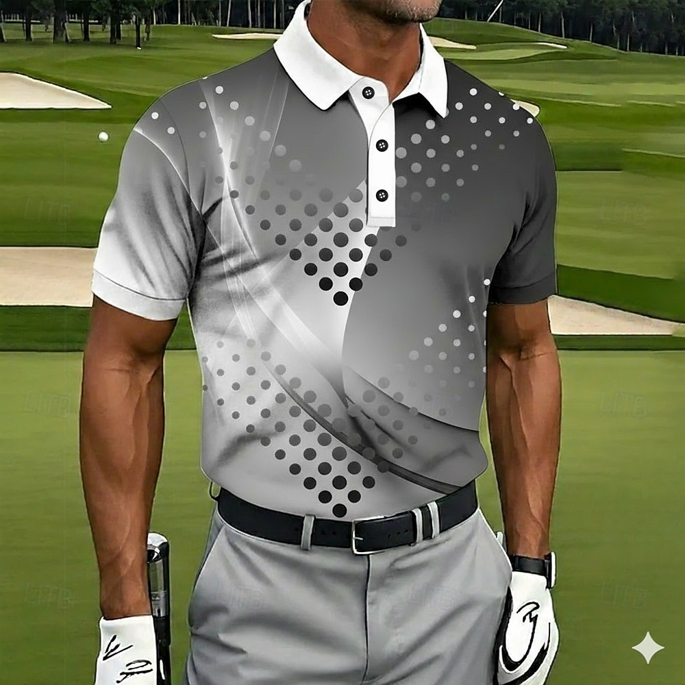 Homens Geométrico Golf Camisas Polo Esportivas Camisas polo Camisas de colarinho Casual Roupa Esportiva Botões Verão Primavera Azul Preto Roxo de 2026 por $21.99 –P1