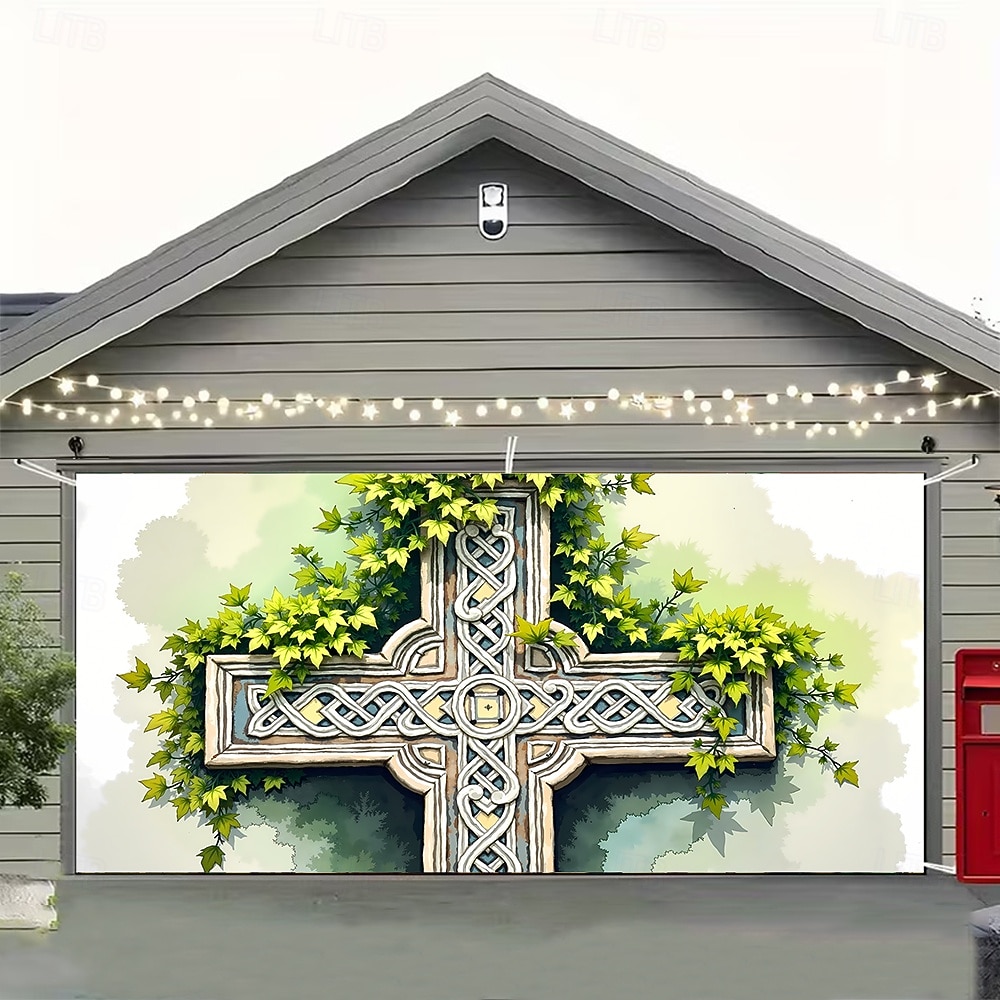 Dzień Św. Patryka gobelin Osłona bramy garażowej Duży wiszący Krzyż celtycki Śłodkie 3D Sceniczny Impreza Obuwie turystyczne Motyw świąteczny Tła do zdjęć Podwórze Wystrój domu 2026 - $49.99 –P6