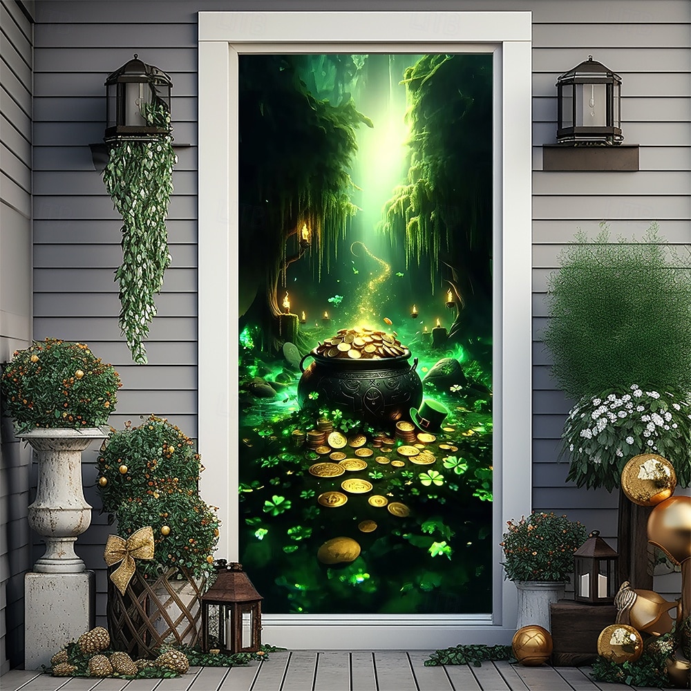 Dia de São Patrício Pôsteres Tampa da porta Banners externos Trevo Estilo bonito 3D Fantasia. De Festa Dorm Sala de Adolescentes Dormitório da faculdade Quarto de fraternidade da caverna masculina de 2026 por $17.99 –P1