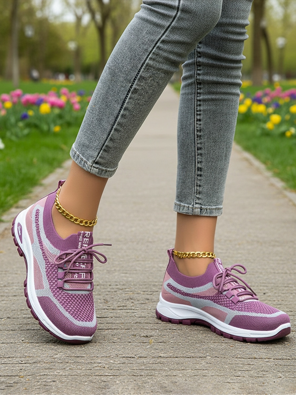 scarpe da ginnastica da donna in maglia viola – scarpe da passeggio traspiranti e leggere con un design elegante per attività sportive e gite casual del 2026 a $24.99 –P11