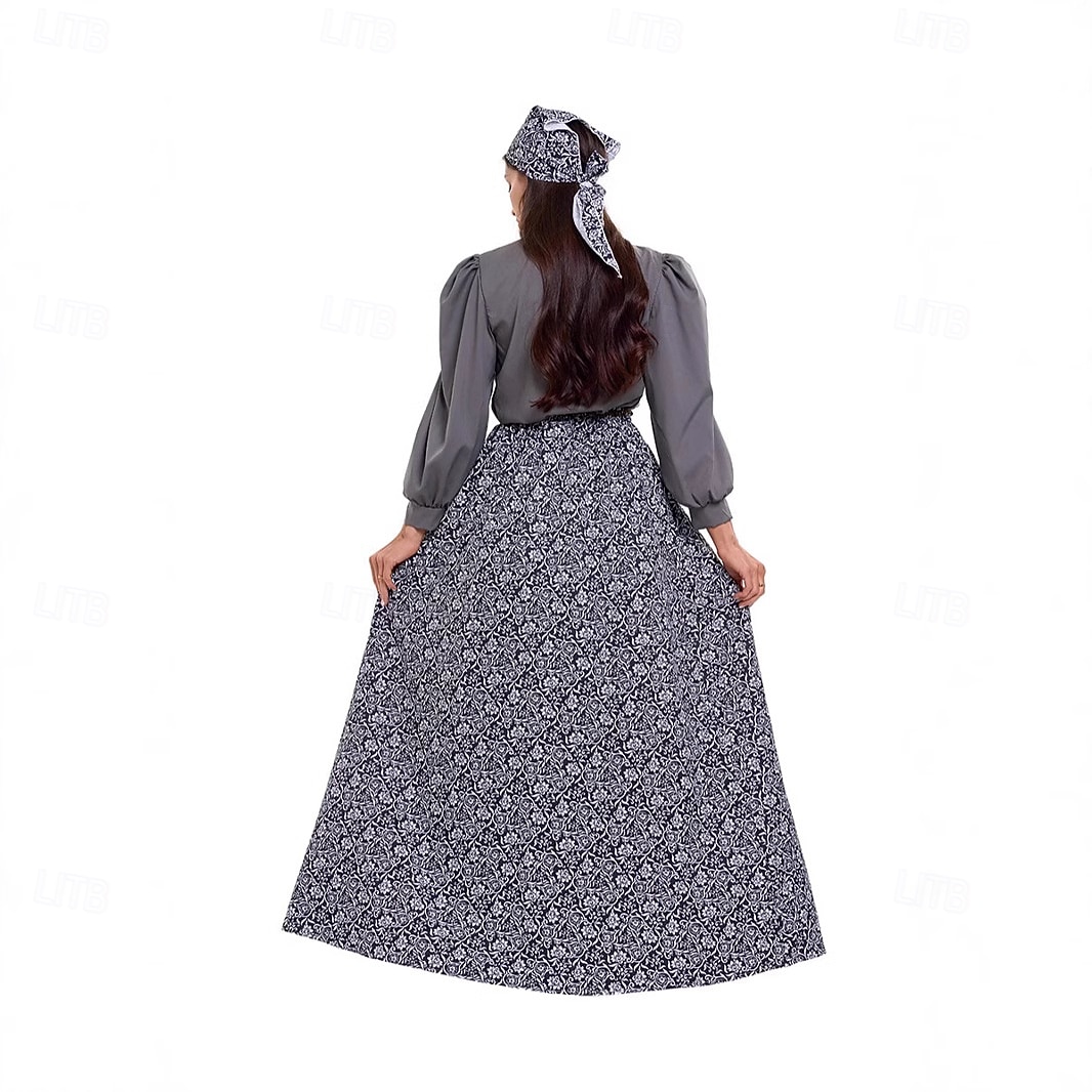 250th Anniversary USA 19th Century 1800s Floor Length Prairie Dress Bonnet and Apron Set Long Sleeves Pioneer Girl Colonial Pioneer Revolutionary War Costumes Floral Fancy Dress Women's Halloween 2026 - $46.99 –P3