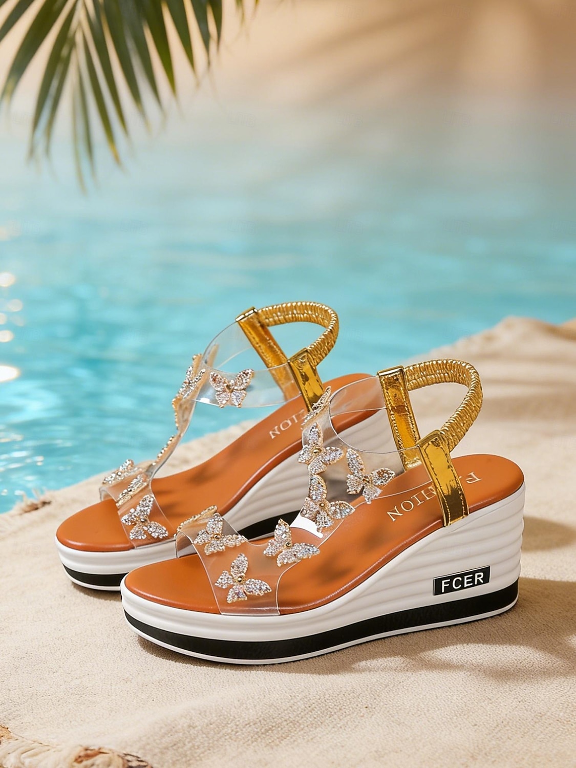 Sandalias de cuña brillantes para mujer: zapatos cómodos y elegantes para vacaciones en islas y cruceros. 2026 - $29.99 –P7