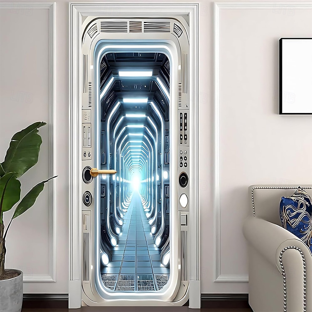3D-Aufzugstür-Wandaufkleber, realistische optische Täuschung, selbstklebende, wasserfeste Vinyl-Abdeckung für modernes Homeoffice 2026 - $17.99 –P5